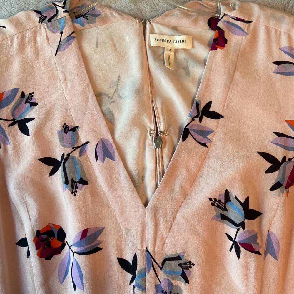 Rebecca Taylor Bellflower floral print silk knee‎ length dress size 2 - Picture 11 of 14